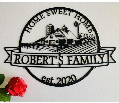 Personnalisé Home Sweet Home en métal, Décorations de maison, Lettre deco murale, Signe de famille, Cadeau pour les couples, Anniversaire de mariage, Extérieur plaque de porte, Nom de Famille et année