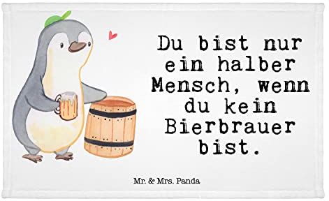 Mr. & Mrs. Panda Gäste Handtuch Bierbrauer Herz - Geschenk, Schenken, Gästetuch, Bierfass, Biergeschenk, Kinder Handtuch, Abschied, Frottier, Sport