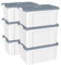 Cetomo 90L * 6 Kunststoff-Aufbewahrungsbox Box mit haltbarem Deckel und Sicherheitsverschluss stapelbar und verschachtelt 6-Packs weiß