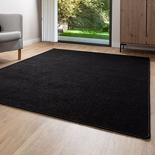 Steffensmeier Kurzflor Teppich Ibiza | Wohnzimmerteppich | Stilvoll | Pflegeleicht | Jugendteppich | Schwarz, Größe: 240x290 cm
