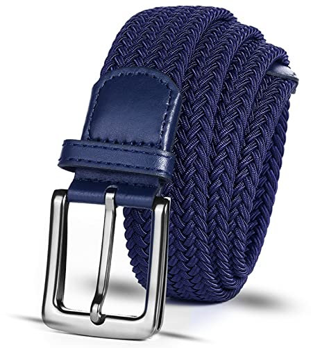 LOVMEAD Elastischer Gürtel Stretchgürtel Geflochten Herren Damen Wert Stück, Golf Stoffgürtel Flechtgürtel Dehnbarer (1 Stück -Blau, 135cm/46’’-50’’ für Taillengröße)