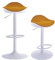 Kidol & Shellder Taburetes Altos de Cocina Sillas de Comedor Juego de 2 Blanco Amarillo Forro Polar Teddy Cojín de Asiento con Respaldo Giratorio 360° Ajustable en Altura de PU y Metal Hogar Bistro
