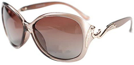 TOBILE Sonnenbrille Polarisierte Sonnenbrille Damen Sonnenbrille Schutz Mode Sonnenbrille mit Strass Sonnenbrille Damen Glas - Champagner 5118