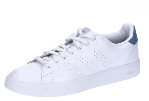 Adidas Herren Advantage Premium Leather Shoes, Cloud White/Cloud White/Crew Blue, 42 2/3 EU