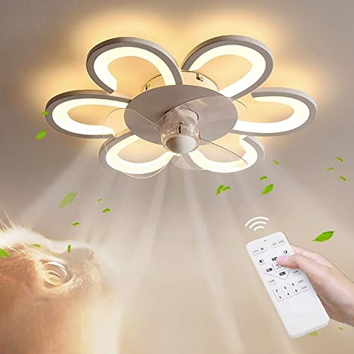 Blütenblatt LED Deckenlampe Ventilator Deckenventilator Dimmbar Mit Fernbedienung Deckenleuchte Beleuchtung Acryl Schlafzimmer Wohnzimmer Küche Deckenlicht Modern Leise Fan Leuchte Kinderzimmer