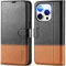 TUCCH Hülle für iPhone 15 Pro Case 2023 [RFID Blocker] Stoßfeste Handyhülle TPU [Kartenfach] [Standfunktion] Kunstleder, Schutzhülle Kompatibel mit iPhone 15 Pro 5G (6,1 Zoll), Schwarz-Braun
