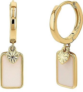 NOELANI Creolen 925 Sterling Silber Damen Ohrschmuck, 2,7 cm, Gold, Herz, Kommt in Schmuck Geschenk Box, 2036989