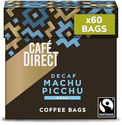 Cafédirect Coffee Bags Machu Picchu Decaff Fairtrade Arabica Coffee 10 x 7g (Pack of 6)