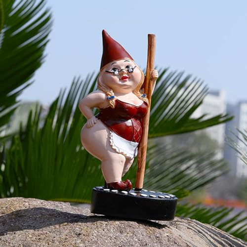 Erice Gartenzwerge für den Außenbereich, lustiger Wichtel, Geschenk für Frauen, Pole Dancing Zwerg Figur für Terrasse, Rasen, Garten, Dekoration, Outdoor-Dekoration, Kunstharz, Zwerg Statue (S)