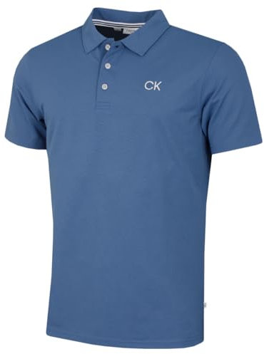 Calvin Klein Mens Central Eco Polo Shirt - Denim Blue - S