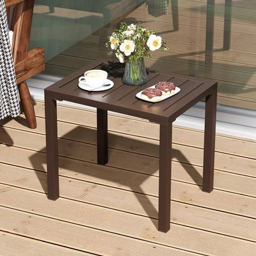 PATIOHIT Stilvoller und langlebiger Aluminium-Couchtisch für Terrasse, Garten und Pool, einfache Montage, rostfrei, 35 x 47 x 40 cm