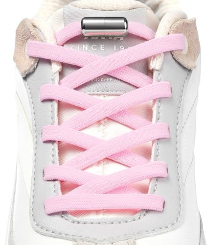 Handshop 2 Paia Lacci Elastici per Scarpe per Bambini e Adulti, No Tie Lacci Piatti da Ginnastica, Scarpe da Corsa, Scarpe Sportive Rosa 125cm