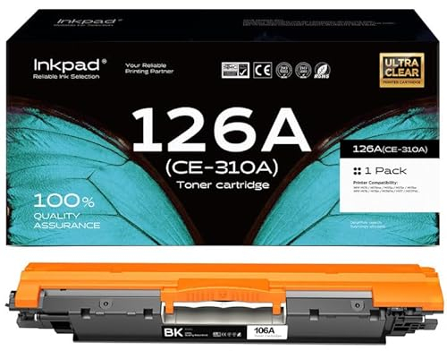 iNKPAD Toner 126A CE310A Kompatibel für HP Color Laserjet Pro MFP M175 M175A M176 M176FN M177 M177FW M275 M275NW(1 Schwarz, 1200 Seiten)