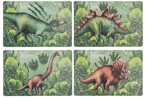 Set mit 4 Platzdeckchen, Dinosaurier-Design, Kunststoff, rechteckig, Esstischmatte, Küche