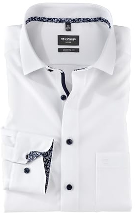 OLYMP Herren Oberhemd Langarm Hemd,einfarbig,Einfarbig,modern fit,Global Kent,Weiss 00,42