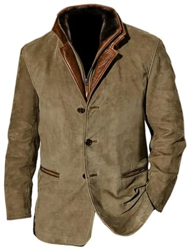 ZRYAZQ Veste Homme Vintage Manteau Hiver Automne De Travail Chasse Blousons Moto Mode Décontractée Parka Blazers Costume Cardigan Bouton