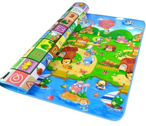 180x120cm Tappetino Per Gattonare - Tappetini Per Bambini Per Giocare, Tappeto Gioco Per Bambini, Tappeto Di Risveglio In Schiuma Spessa Pieghevole Reversibile, Tappeto Gioco Educativo Per 6-12 Mesi