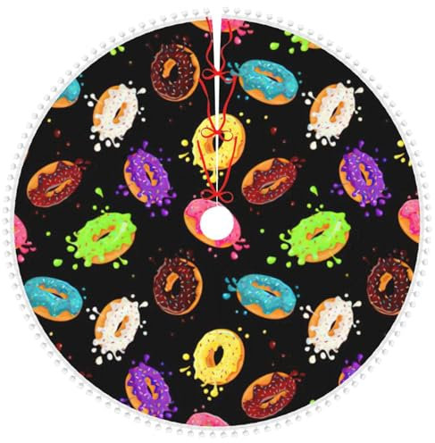 Donut-Weihnachtsbaum-Rock mit Bommel für Weihnachten, Urlaub, Party-Dekoration