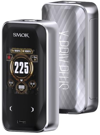 SMOK X-Priv Plus Mod 225W Unterstützung 18650 Batterie (nicht enthalten) Unterstützung TF-D Sub Tank/TFV9 Tank/TFV18 Mini Tank E-Zigaretten Box Mod Vape DTL Vaporizer Kein Nikotin (Silver Lines)