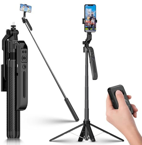 Auto Face Tracking Handy Stativ, 360° Drehung Selfie Stick, 180cm Ausziehbarer mit Fernauslöser, Eingebaut Verfolgung Kamera Stativ für YouTube Tiktok Videodreh, für iPhone/Samsung Smartphone