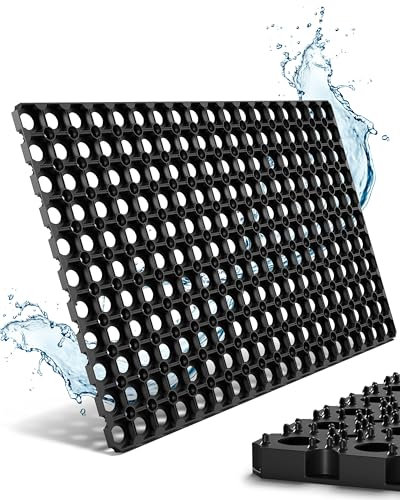 Entrando Gummimatte 50x80 cm - Ringgummimatte 22 mm Höhe mit Wabenstruktur & Drainagefunktion, wetterfest & trittfest - Fußmatte Gummi Außen für Terrasse, Werkstatt, Nebeneingang, Waschküche