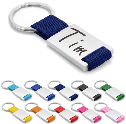 ibera gifts - Schlüsselanhänger personalisiert mit Namen und Gravur, Personalisierte Schlüsselanhänger mit Text Geschenke Mit Gravur für Freund, Freundin, Vatertag, Muttertag, Partner (Dunkel Blau)