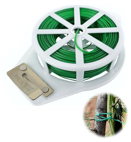 Cuerda de Alambre Verde para Plantas, 50 m Alambre Suave Plantas de Jardín, Alambre de Soporte de Jardín Recubierto de Plástico Lazos de Torcedura para Planta Flores con Cortador para Jardinería Hogar