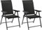 Outsunny Garden Dining Chairs Set of 2, Folding Garden Chairs with All Weather Texteline Back and Seat, Outdoor Dining Chair with Armrests, Steel Frame for Terrace Balcony, Black