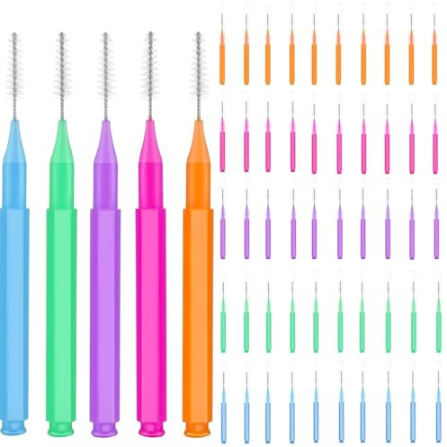 Braces Cleaning Kit,50 pcs Braces Floss Picks Braces Brushes Flossers for Braces Teeth Oral Cleaning (Multicoloured)
