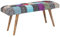 Sitzbank Samt/Massivholz Bank Bunt 117x51x38 cm Bettbank Patchwork | Design Polsterbank Flur Modern | Gepolsterte Stoffbank Esszimmer | Flurbank ohne Lehne