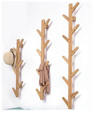 Porte-manteau mural en forme d'arbre avec 8 fourchettes Finition bois