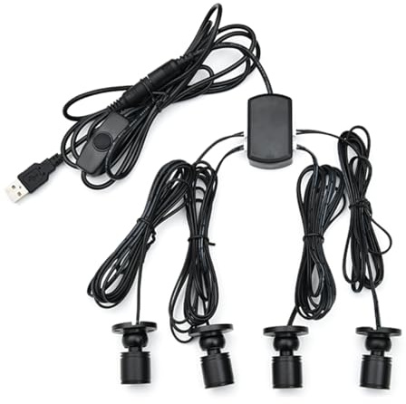 Ieron 4-in-1-Mini-Spots, hell, per USB dimmbar, 5 V, Spotlight-Akzentbeleuchtung, Spot, Innen-Akzentbeleuchtung für Schaufenster, Schmuckschrank, Veranda, positives weißes Licht