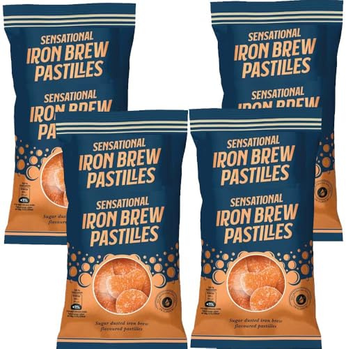 Traditional Handmade Scottish Sweets – Premium Quality Confectionery, Assorted Flavours, Convenient Sizes - Bch (Pack of 4, Sensational Iron Brew Pastilles Bag 145g)