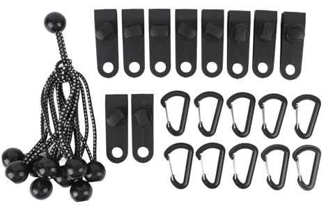 CHEOTIME 10 Set Tarp Clips Heavy Lock Grip, Outdoor -Zeltklammern Set Windschutzzelt Befestigungsmittel Halter Elastic Seil Plastikschnalle Set für Camping -Wandern