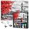 Puzzle 1000 Teile, Schwarz-Weiß-Puzzles für Erwachsene, London-Ölgemälde-Puzzle, Big Ben Red Umbrella Challenge Puzzles für Erwachsene, 1000 Teile, Fertige Größe 50 x 70 cm