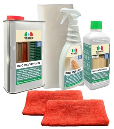 MARBEC KIT RECUPERA INFISSI IN METALLO Kit Recupera Infissi in Alluminio e Metallo - Pulizia, Rigenerazione e Protezione per Infissi, Finestre, Persiane, Cancelli