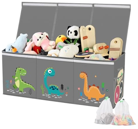 HEYCOOK Toys Storage Organiser, 130L Soft Toy Storage Box Large, Kids' Toy Chests & Boxes, Childrens Toy Storage Box with Lid (Grey)