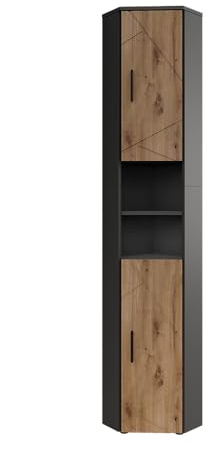 Vicco Armoire Haute Irma, Anthracite/Artisan, 33x192cm avec 2 Portes