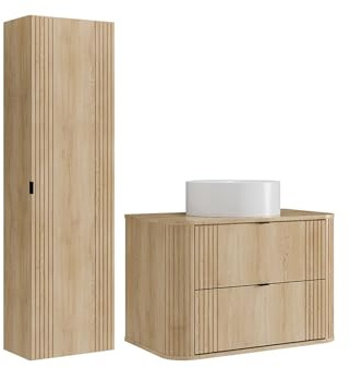 Vente-unique - Badmöbel-Set Filor -L 80cm x B 46cm x H 57cm- MDF - naturfarben hell