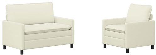 vidaXL Sofa Set 2 pcs Creme Stoff,