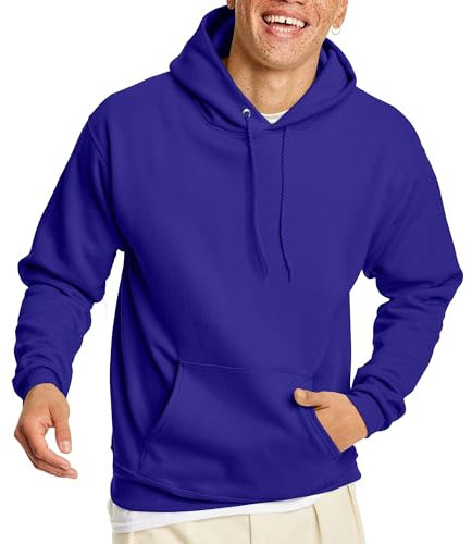Hanes EcoSmart Felpa con Cappuccio da Uomo, in Pile, Viola, Medium