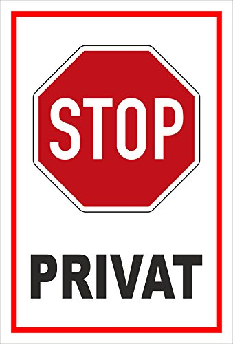 Melis-Folienwerkstatt Schild - Stop - Halt - Privat – 15x10cm | stabile 3mm Starke Aluminiumverbundplatte – S00357-006-B +++ in 20 Varianten erhältlich