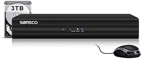 SANSCO HD 5MP Lite 8 Channel Digital Video Recorder Hybrid DVR with 3TB Hard Drive for CCTV Security Camera System, Support AHD/CVI/TVI/IP/CVBS Cameras, Works on Mobile App, Motion Activated Alerts