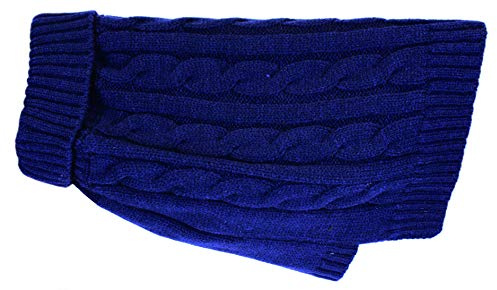 Buster & Beau Luxury Charlton Cable Knit Dog Jumper in Midnight Blue Small Soft Warm Comfortable Outdoor Indoor Easy to Wear Sweater for All Breeds