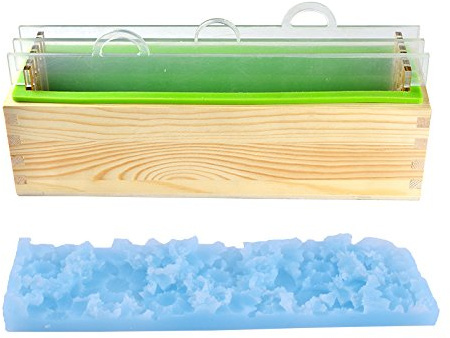 Nicole Silicone Mold Set Handmade Render Loaf Soap Mould with Transparent Vertical Acrylic Dividers & Flower Pattern Mat