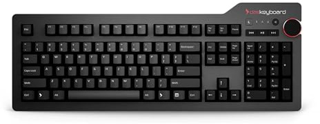 Das Keyboard 4 Root Mechanische Tastatur QWERTY US Layout - 104 Tasten, Cherry MX Brown Soft Clicky Schalter, Full-NKRO, 2 Port USB 2.0 Hub, Lautstärkeregler, Aluminium-Abdeckung (DKPKDK4P0MNS0UUX)