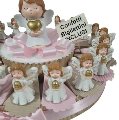 bomboniere Comunione economiche femmina torta portaconfetti angelo calice con confetti (torta 20 fette angelo bimba)