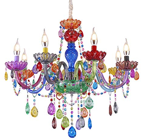 LANMOU Kristall Kronleuchter Wohnzimmer Deckenleuchten Moderne Bunte Kristallleuchter Schlafzimmer Lampe Glasleuchter for Kinderzimmer Mädchenraum Jungenzimmer,5lights