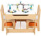 DREAMADE Kindertisch mit 2 Stühlen, 3tlg. Kindersitzgruppe Holz, Kindersitzgarnitur mit Tafel und Stauraum, Kinder Malttisch mit Tafel, Schreibtisch Stuhl Kindermöbel, Kindersitz Set