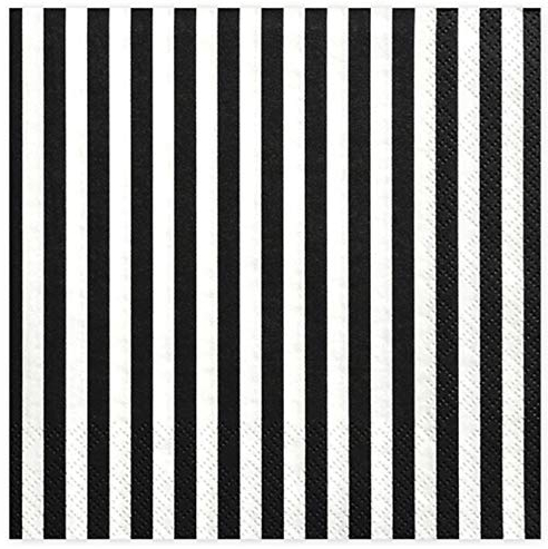 Servietten Schwarz Weiß gestreift 20 Stück/Black and White Papierservietten
